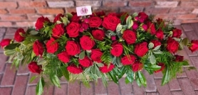 Cherished Always, Red Roses Casket Spray