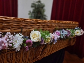 Lavender Pearl Flower Garland Casket Spray